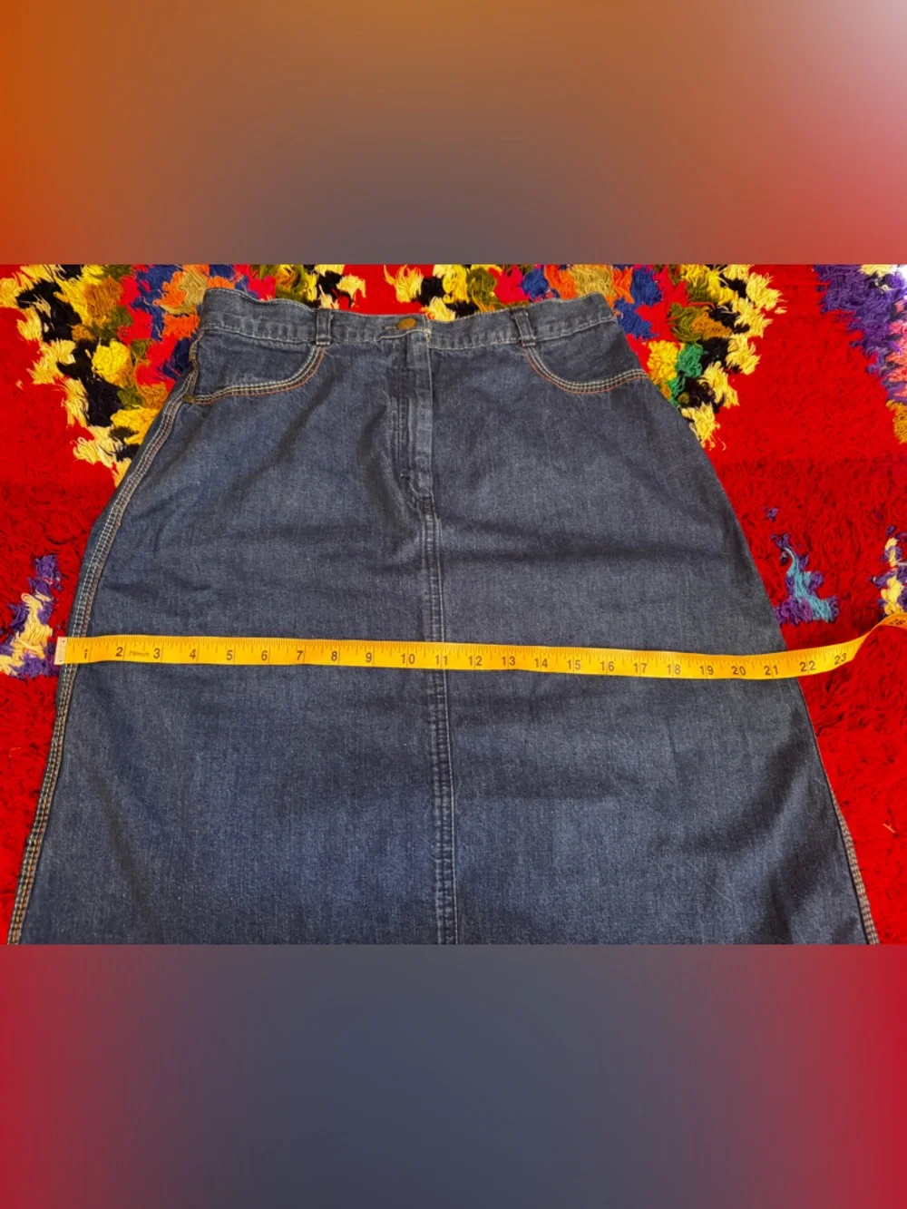 70s Vintage Dark Wash Denim Landlubber Pencil Skirt Sz M - Picture 8 of 10